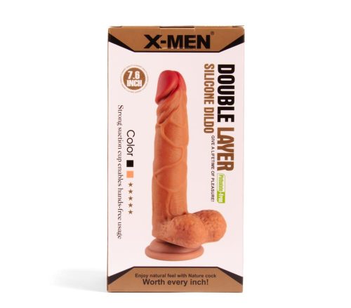 XMEN 7.6 inch Double Layer Silicon Dildo- Élethű dildó 19,3 cm