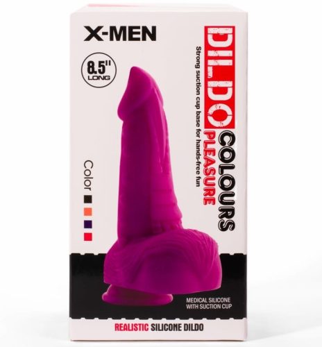 X-MEN 8.5" Dildo Colours Pleasure Black 5 - Élethű dildó 21,6 cm