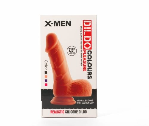 X-MEN 7.5" Dildo Colours Pleasure Black 3 - Élethű dildó 19 cm
