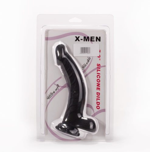 X-MEN 7.9" Silicone Dildo Black - Élethű dildó 20 cm