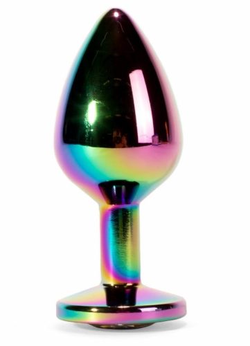 X-MEN Secret Shine Metal Butt Plug Rainbow L - Anál plug 9,5 cm