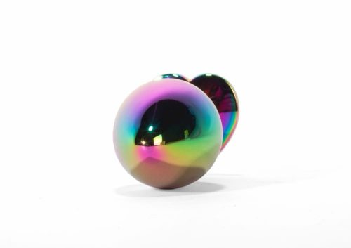 X-MEN Secret Shine Metal Butt Plug Rainbowheart L - Anál plug 9,5 cm