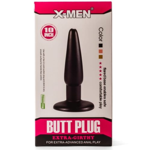 X-Men 10" Extra Girthy Butt Plug Black I - anál plug 26 cm