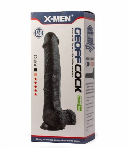 X-MEN Geoff 11.9" Cock Black - Élethű dildó 30 cm