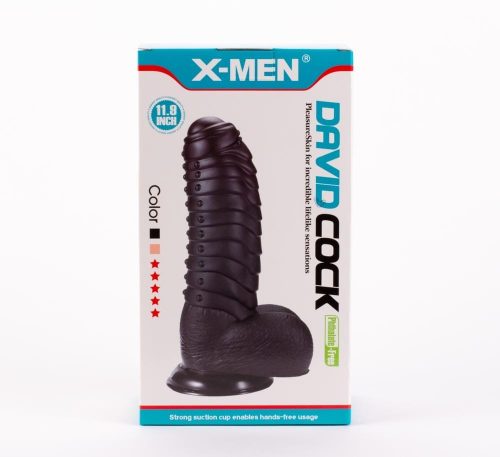 X-MEN David's 11.9" Cock Black - Élethű dildó 27 cm