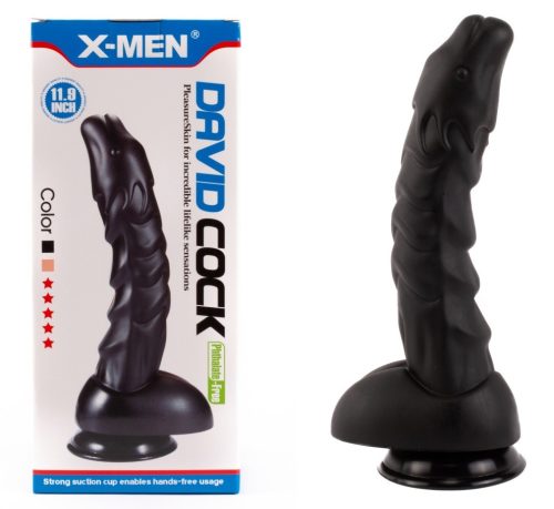 X-Men 11,9" David Cock black - Élethű dildó 28 cm
